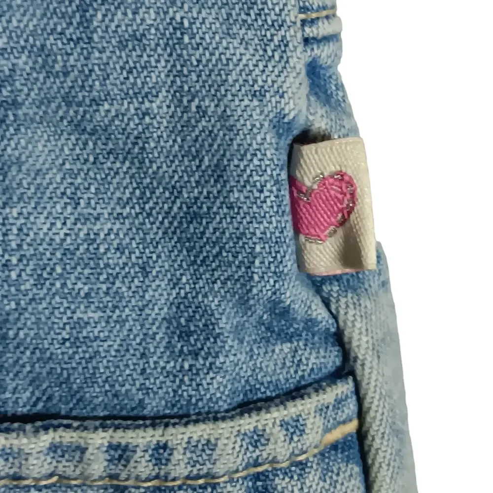 OshKosh B'gosh Denim Mini Skirt Size 5 Light Blue Wash Embroidered Adjustable